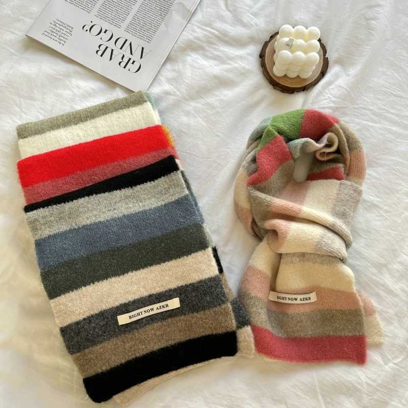 Fashionable Mticolor striped scarf warm winter small narrow shawl warm and cute fashionable casual scarf X241017