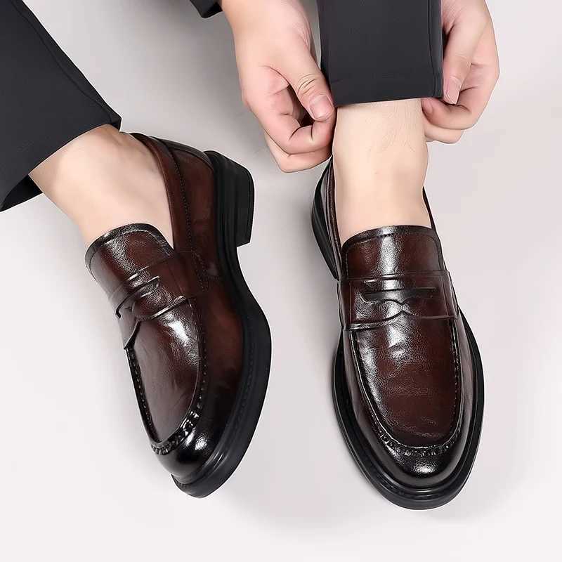 Italian Highend Leather Slipon Shoes Mens Business Dress Square Toe British Slipon Formal Casual Loafer Oxford Shoes WeddingXJ250827