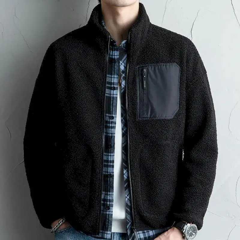 Fonekie Lamb Wool Jackets Men Casual Thickened Fleece Autumn Winter Stand-up Collar Coat Polar Fleece Cardigan Plus Size JacketXJ241017