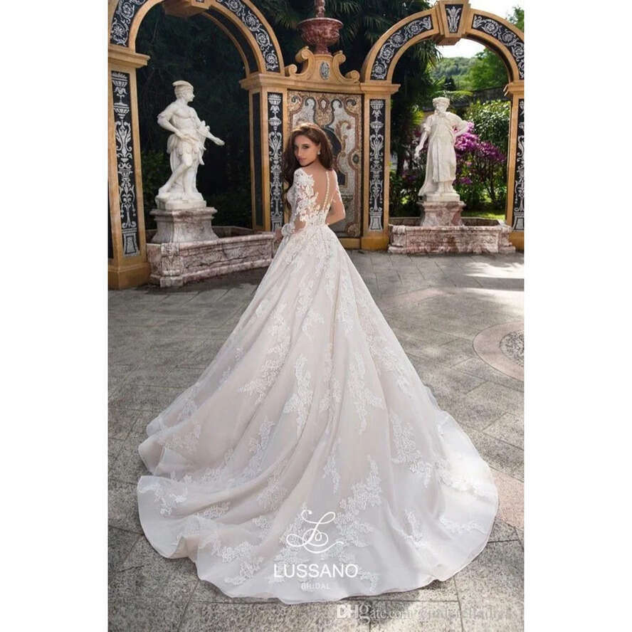 Western Long Sleeve Modest Lace Wedding Dresses 2020 Sheer Appliques Sweetheart Ball Gown Bridal Gowns Custom Made Ba9151 s