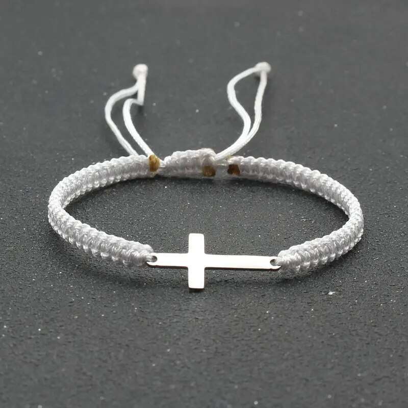 Stainless Personality Creative Cross Hand-woven Adjustable Colored String Couple Versatile Bracelet link bracelets silver jewelry