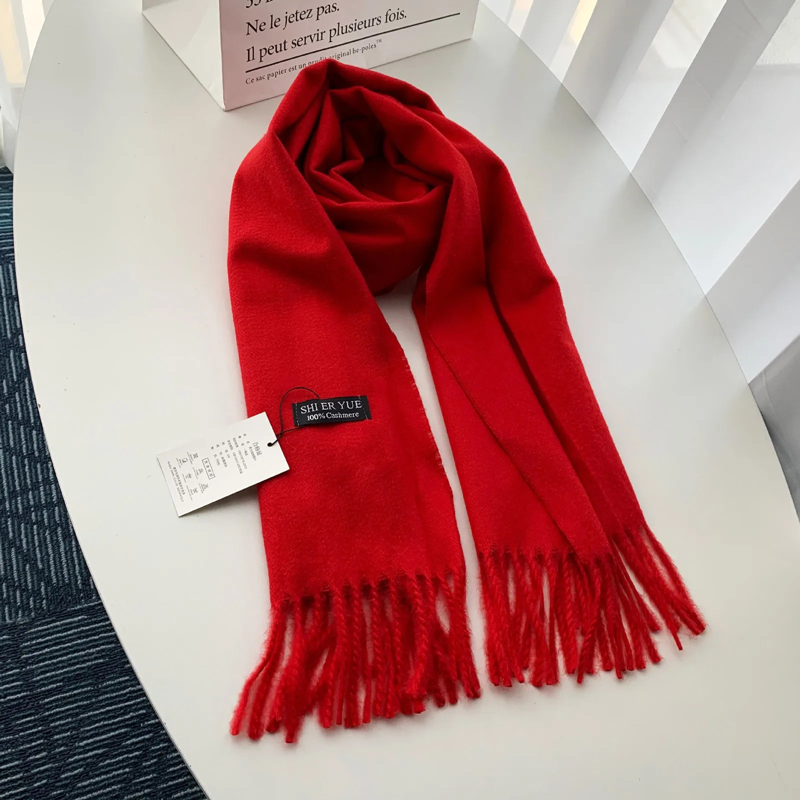 Simulated cashmere womens winter scarf basic red tassel wrapped shawl womens Bandana Stoles Bufandas Foulard headscarf womens Muslim 241017
