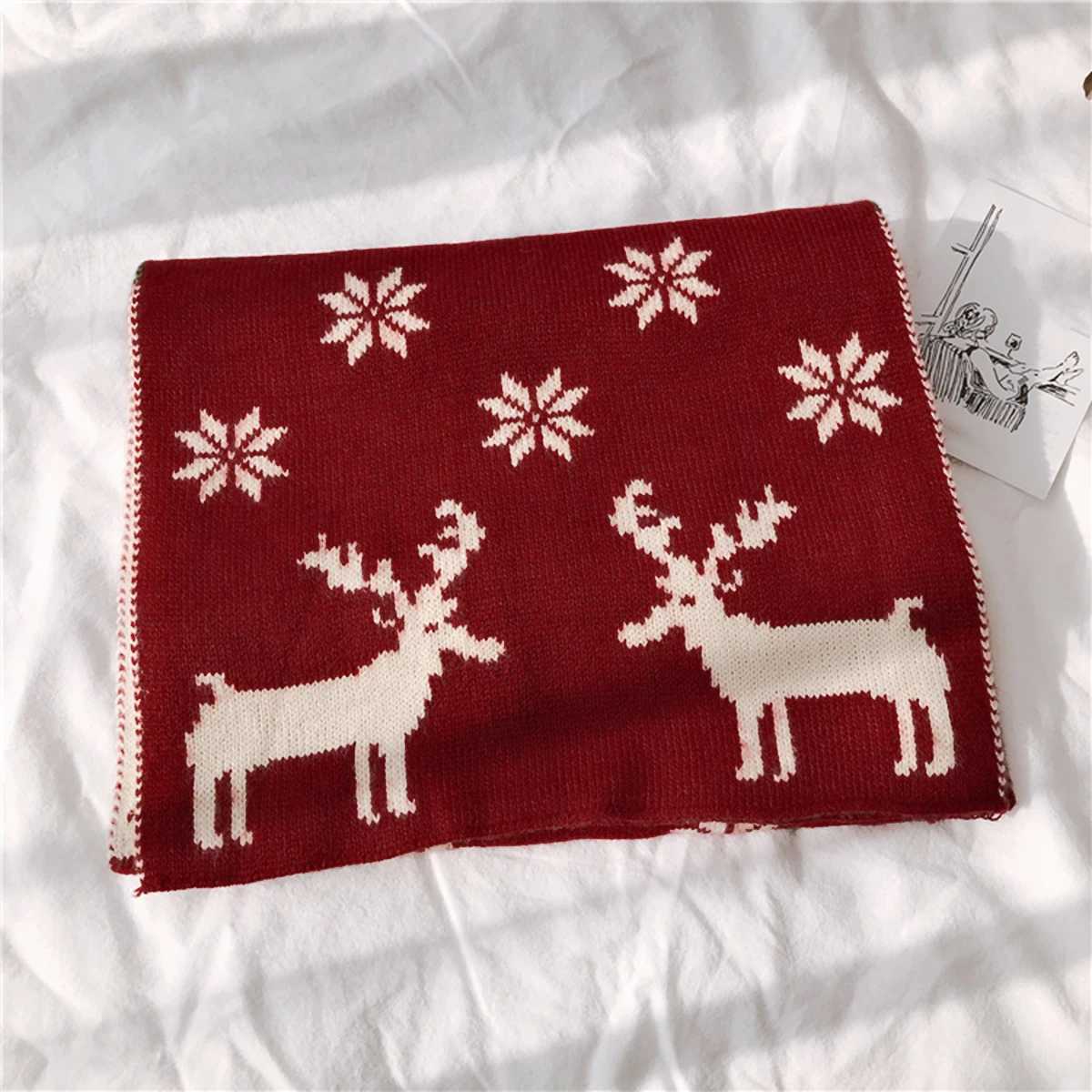 New Red Deer Knitted Scarf Christmas Warm Shawl Suitable for Ten Thousand Section Long Packaging Fashion Womens Cape Town Knitted Cotton Collar X24101