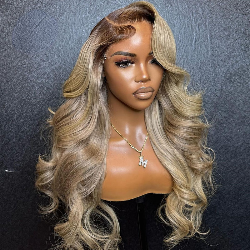 Free shipping 40 Inch Brazilian Body Wave Frontal Colored Ombre Honey Blonde 13X4 Lace Front Human Hair Wigs for Women