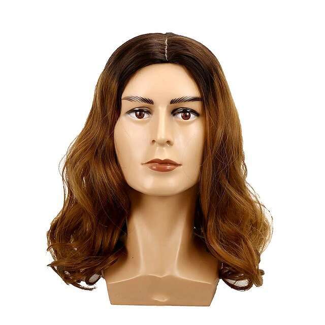 Men's Synthetic Mechanism Wig Shoulder Length Men's Style With Broken Hair Brown Fake Headband WIGS