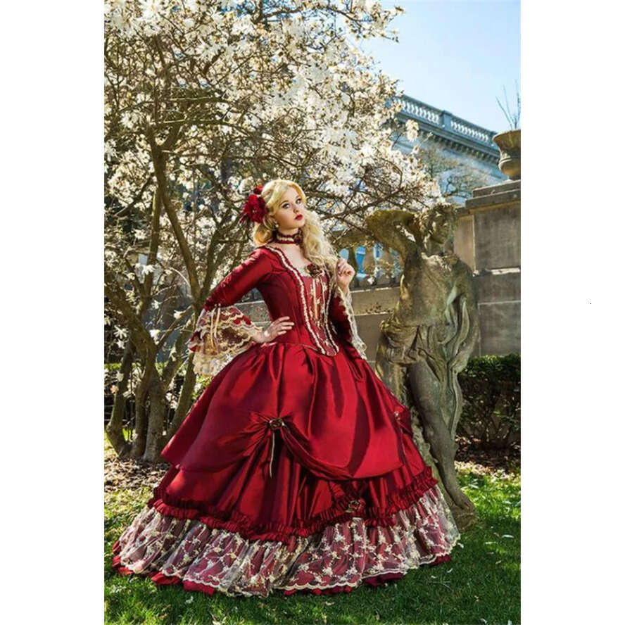 A Sy Princess Medieval E Wedding Gowns Victorian Halloween Masquerade Ball Gown Queen Puffy Red Sweet 16 Bridal Party Dresses