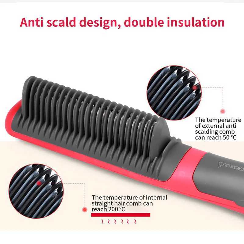 Electric Hair Straightener Brushes Anti-Scald Straight Curling Dual-Use Bangs Straightening Splint Inner Buckle Irons Fast HeatXJ241016