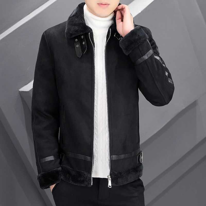 2024 Winter New Fleece To Thicken All In One Skin Warm Jacket Coat Mens Suede Casual Warm OuterwearXJ241017