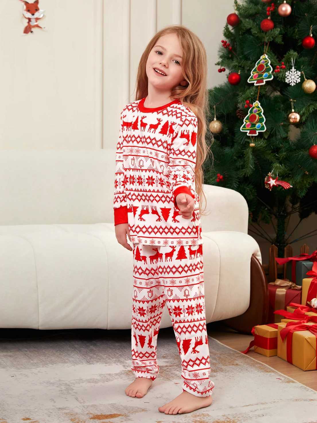 Christmas Family Pajamas 2025 Christmas Match Set Deer Adult Childrens Pajama Set Baby jumpsuit Family Match Pajamas W241015
