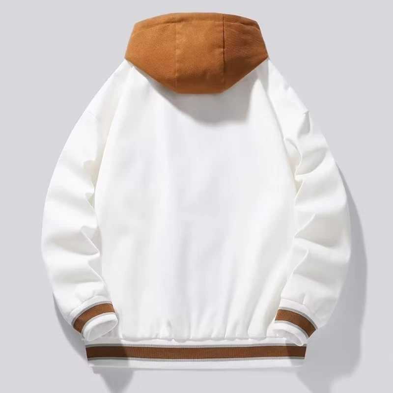 Mens hooded pocket cargo jacket high-quality mens clothing winter and autumn Japanese fashion loose mens jacket hooded baseball shirt M241017