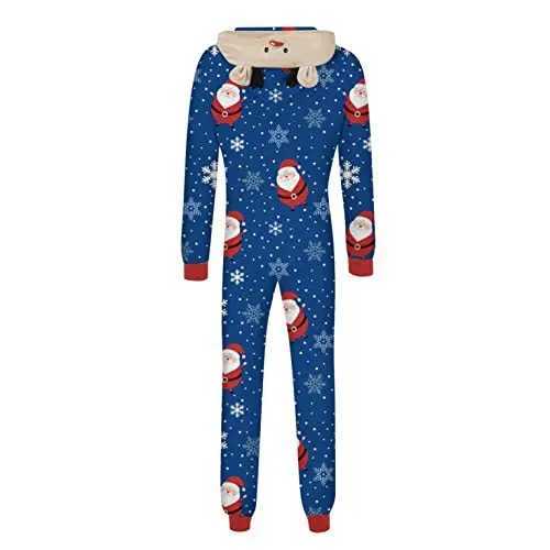 Family Christmas matching set reindeer ear muffs full set of printed one-piece jumpsuit adult and child jumpsuit Christmas pajamas pajamas W241015