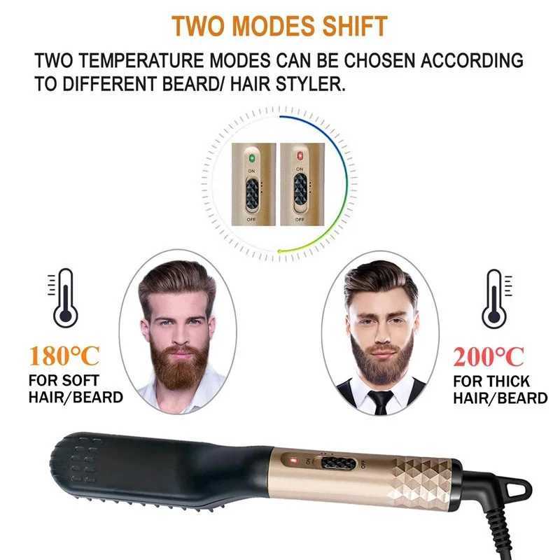 New Hair Straightener Quick Heated Electric Hot Comb Professional Negative Ion Anti-Scalding Ceramic Beard Straightener BrushXJ241016