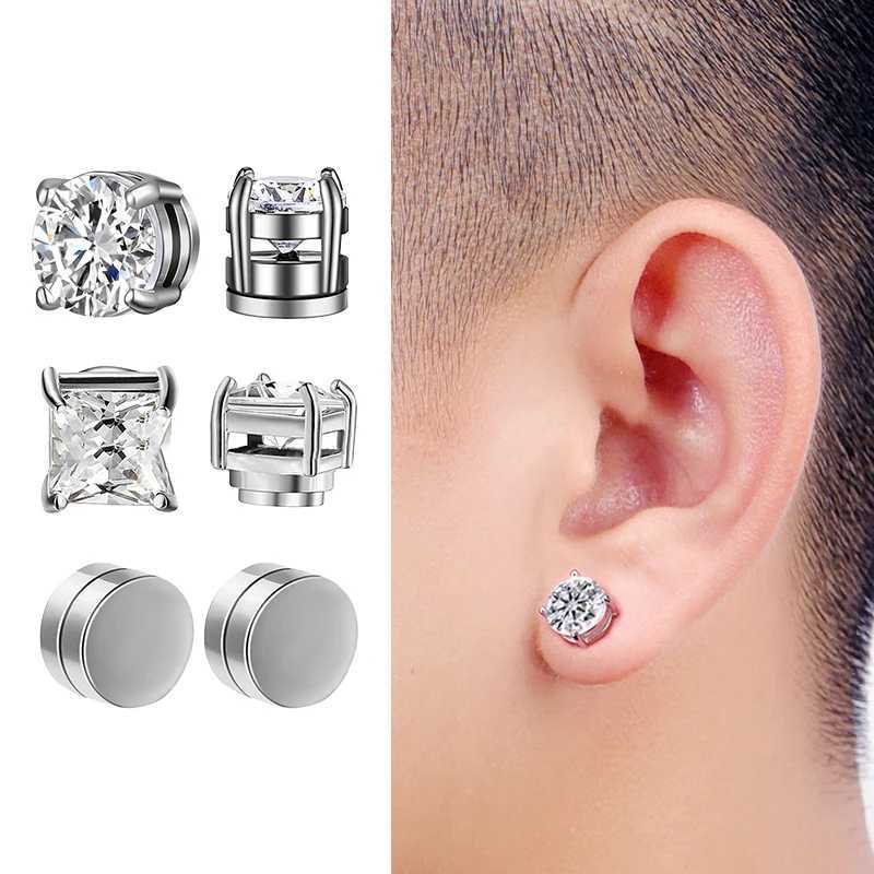 Crystal Strong Magnetic Earnail Clip Earrings Suitable for Men and Women Punk Round Zircon Magnetic Earrings Non Perforated Jewelry W241017