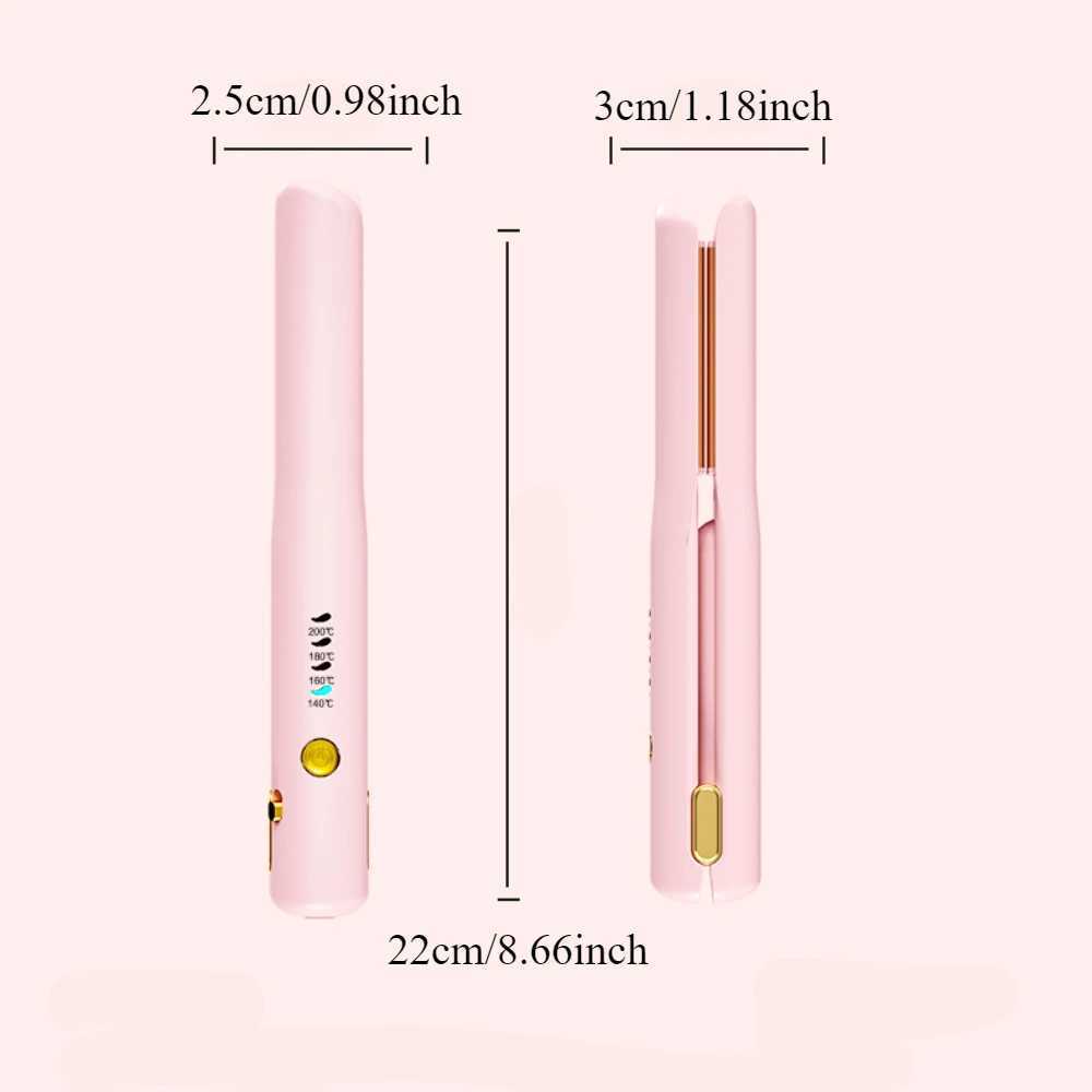 Mini Hair Straightener USB Rechargeable Straightening Iron Wireless Portable Titanium Plate Flat Iron For Travel Dual VoltageXJ241016