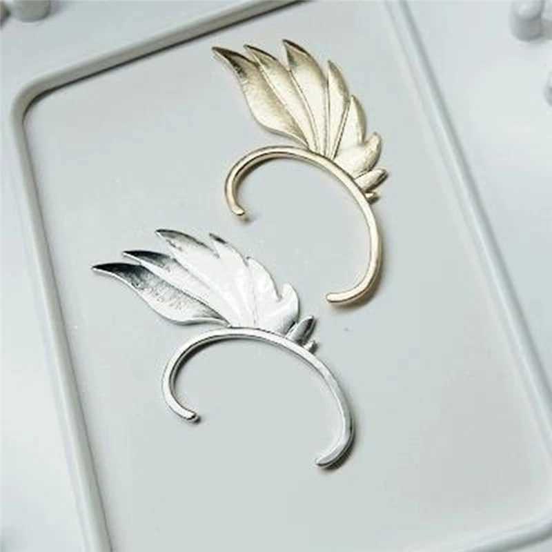 Hot Fashion Single Girl Ear Cuff Earrings 1PC Angel Feather Wings Gold Earclip Female Left Ear Punk Earclip Jewelry Gift W241017
