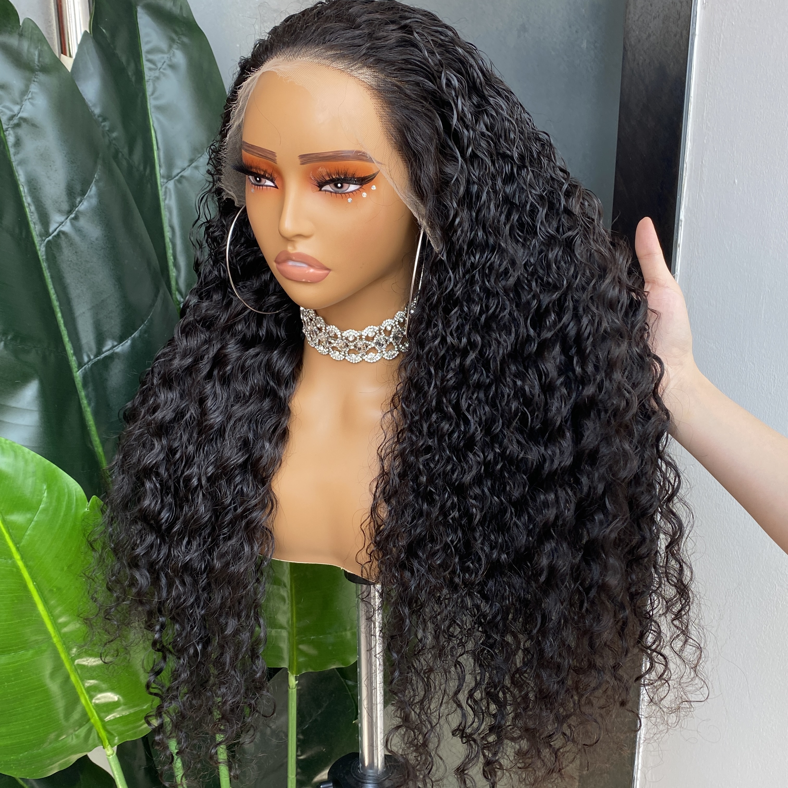 Top Quality 100% Raw Remy Human Hair 180% Density Deep wave 13x4 HD Transaprent Lace Frontal Wig 26 Inch Brazilian Indian Hair