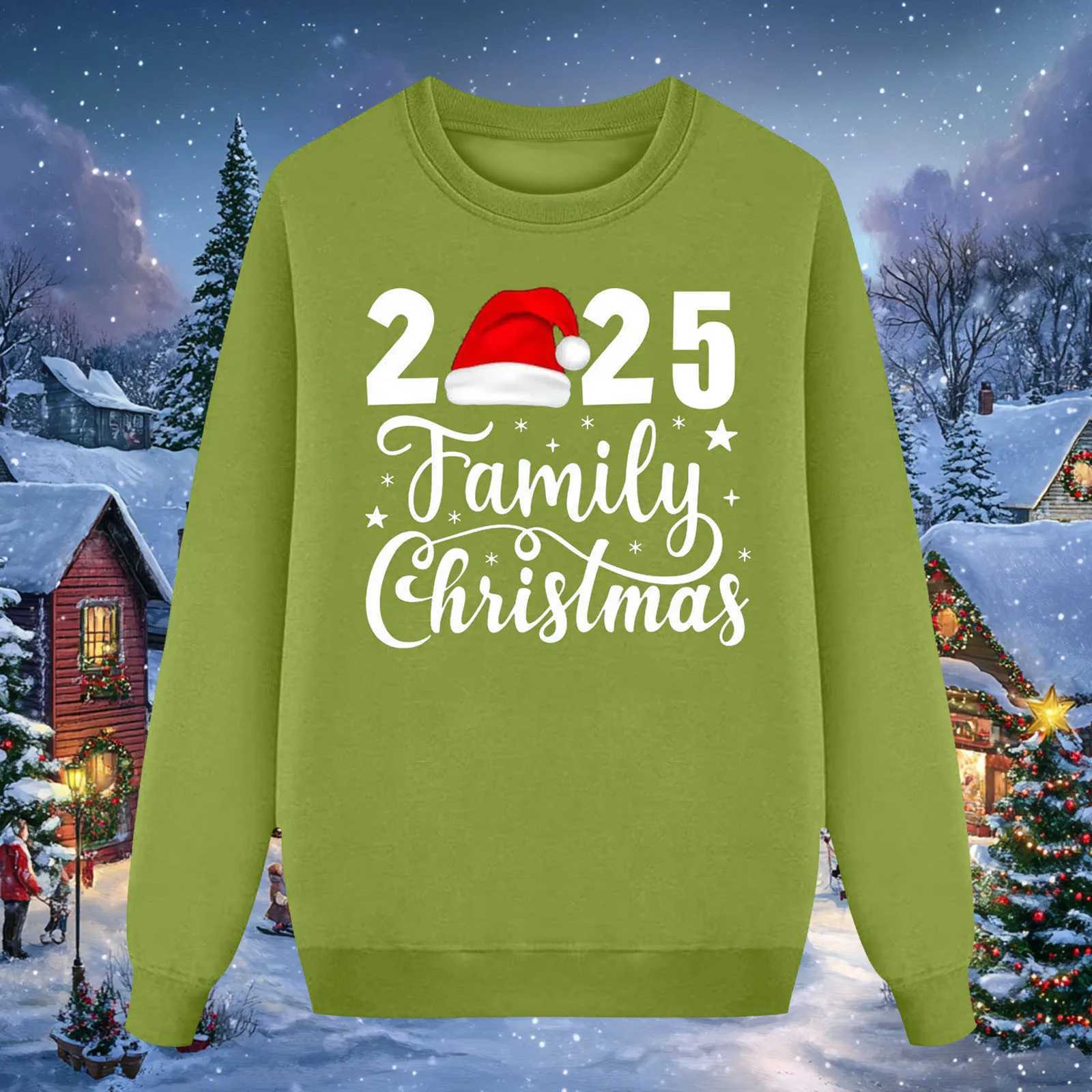 New Family Christmas Sweaters for 2025 Kawaii Letter Printed Outerwear for Festival Party Mother Kids Matching Outfits Navida W241015