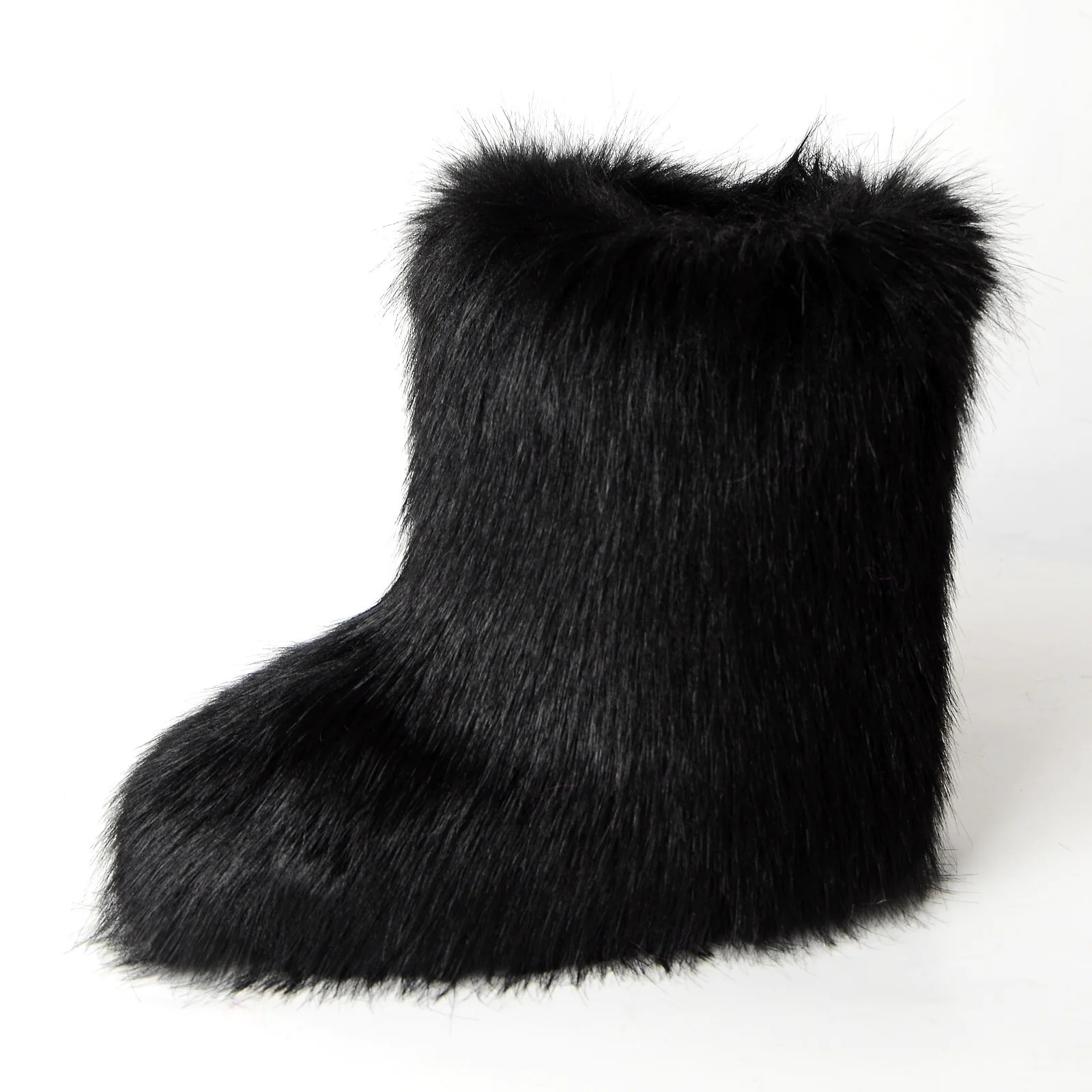 Faux Women Warm Fluffy Snow Boots Footwear Female Furry Fox Fur Bottes Fashion Winter Shoes 241016