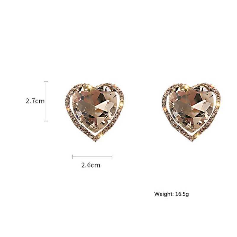 Heart Crystal Clip Earrings for Women Bijoux Non Perforated Geometric Rhinestone Earrings Declaration Jewelry W241017