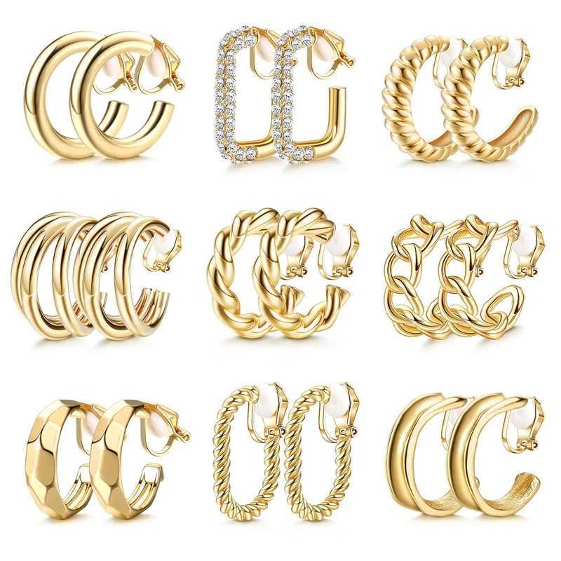 European and Geometric C-type Painless Hollow Ear Clip Metal Personality Simple Airless Earplugs W241017
