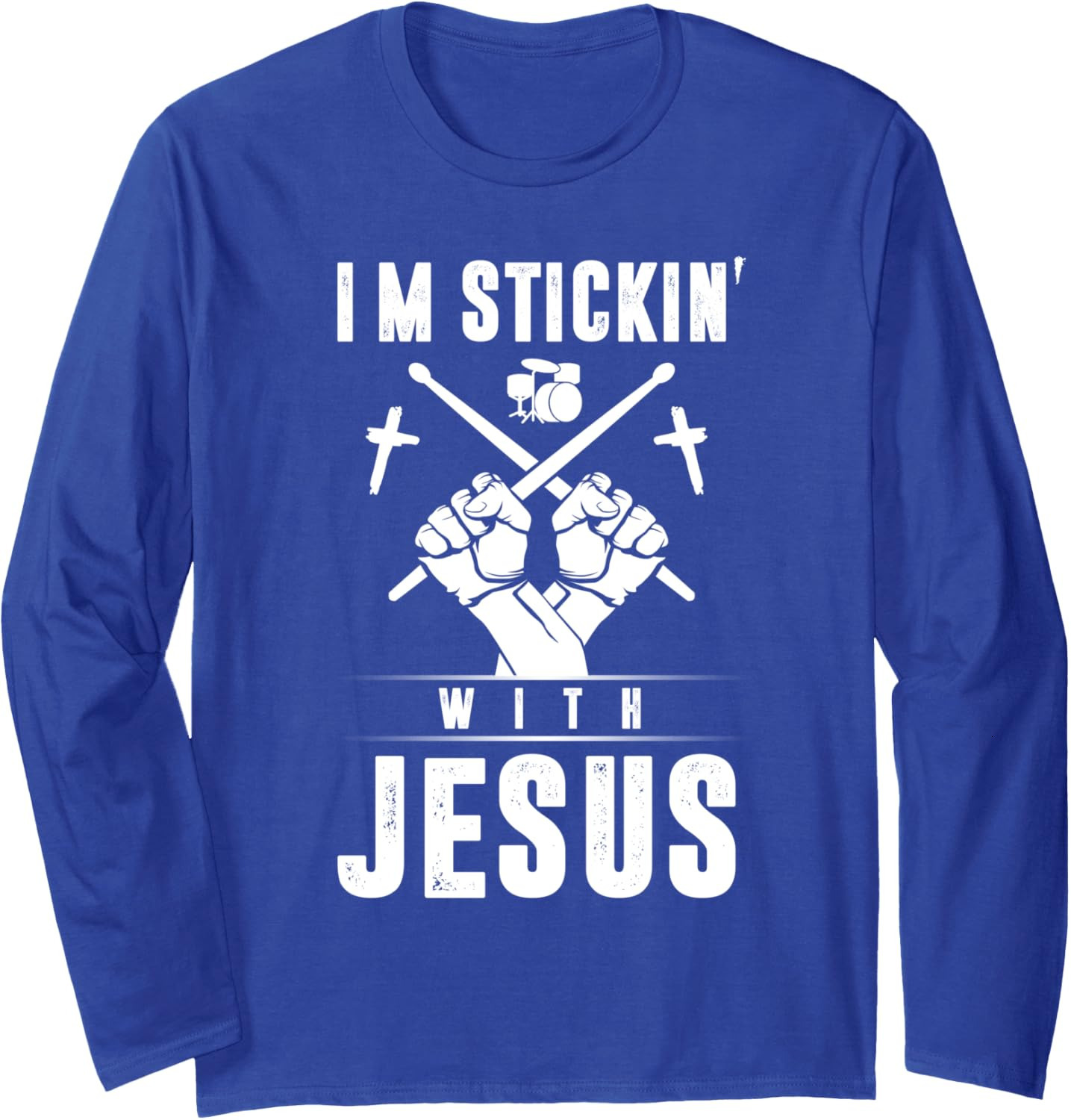 Long Sleeve Shirts for Men sweatshirt Religious I'm Stickin' With Jesus Music Sticks Band Drummer Long Sleeve Tee Streetwear Casual tops clo