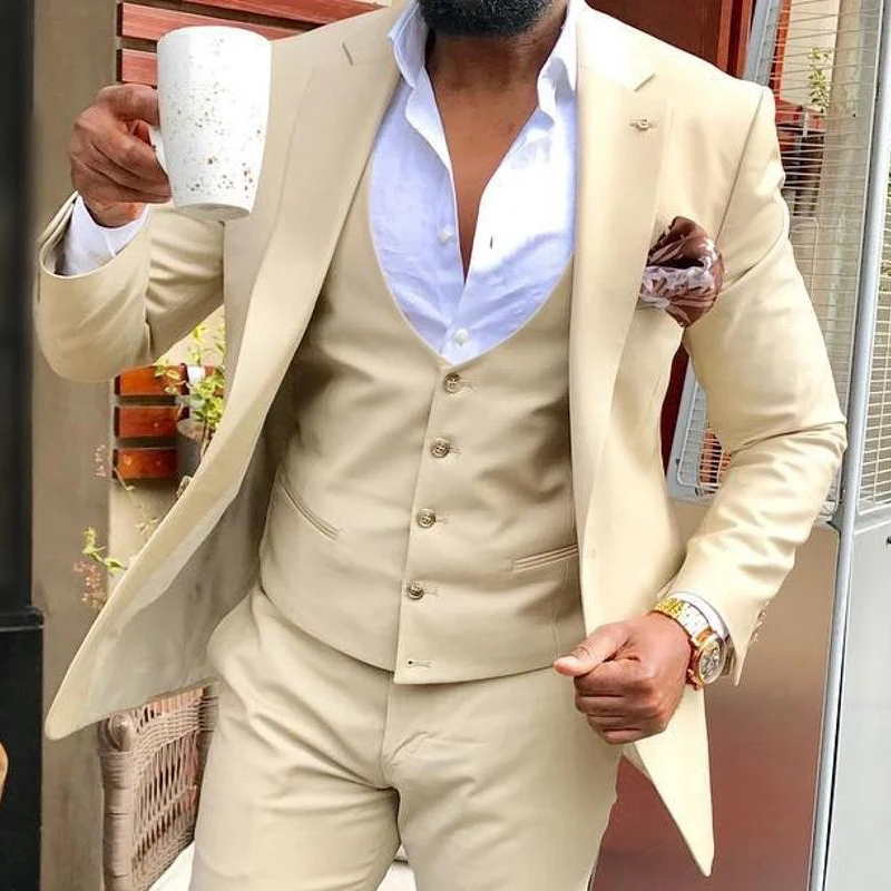 Slim Fit Casual Suits for Men 2024 Custom Wedding Groom Tuxedo 3 Piece Male Fashion Costume Jacket with Waistcoat Pants
