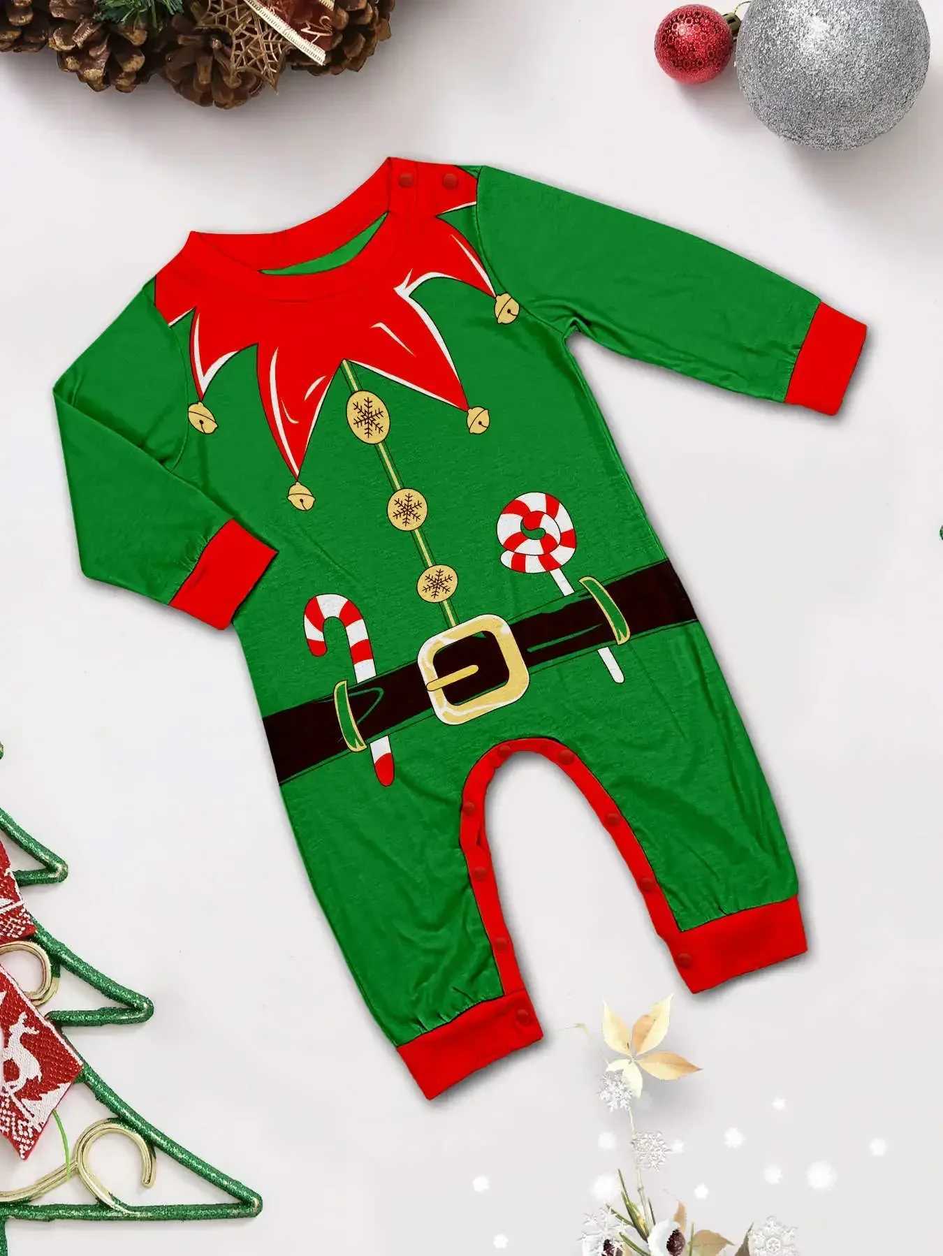 2024 New Family Matching Set Cartoon Stripe Printed Christmas Pajama Set 2PCS Set Home Clothes Baby Dog jumpsuit Christmas Appearance Pajama Set W2410