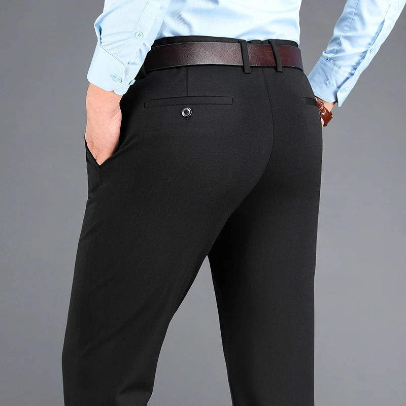 Summer and autumn mens business casual pants elastic work pants mens formal dress pants cool and breathable Trouser office pants 241017