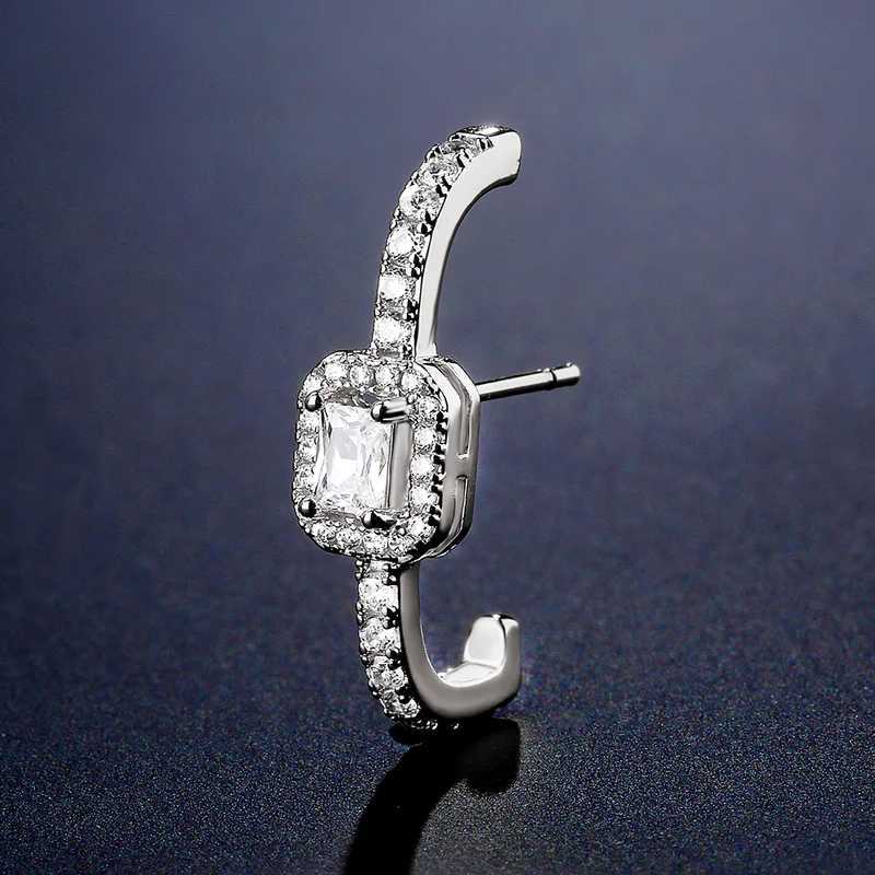 RAKOL 1 tear cube zirconia unperforated earring cuff clip womens fashionable white gold CZ jewelry gift W241017