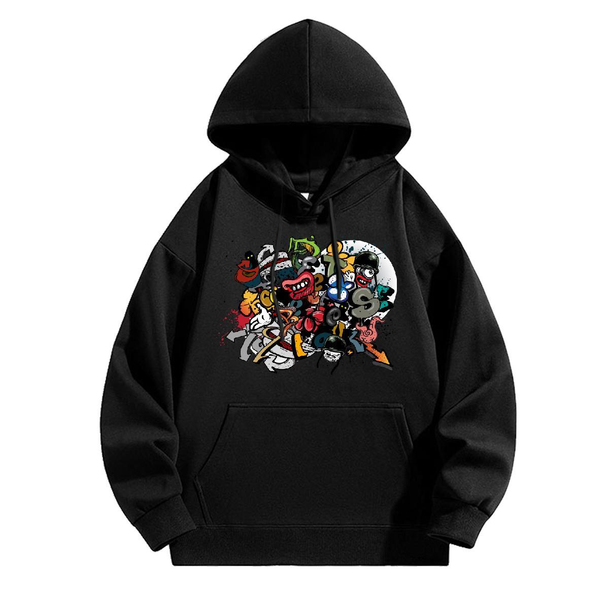 Classic Casual Men Hoodie Long Sleeve Soft Cool Design Couples Hoodie Black Oversized Tops Pullover Hoodie Autumn Winter Casual Cotton 350g