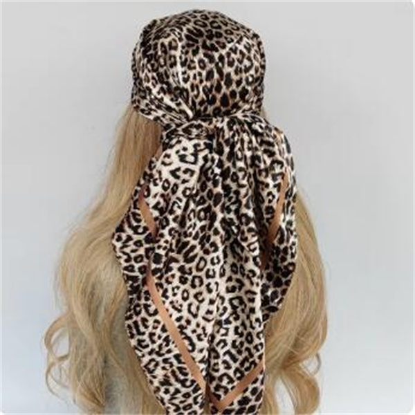 90*90cm Hair Scarf Women Fashion Leopard print Foulard Soft Satin Shawl Kerchief Square Silk Scarfs Neck Headscarf