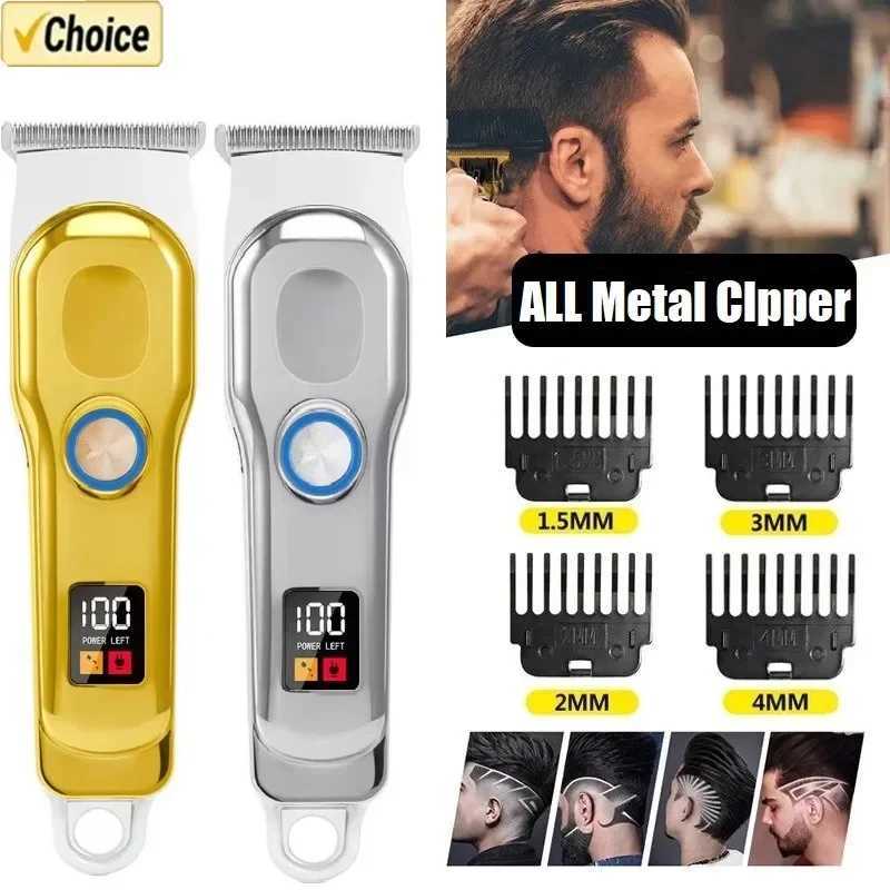 Professional hair clipper rechargeable electric trimmer suitable for male beard childrens hair clippers hair clippers LED screen waterproof W241017