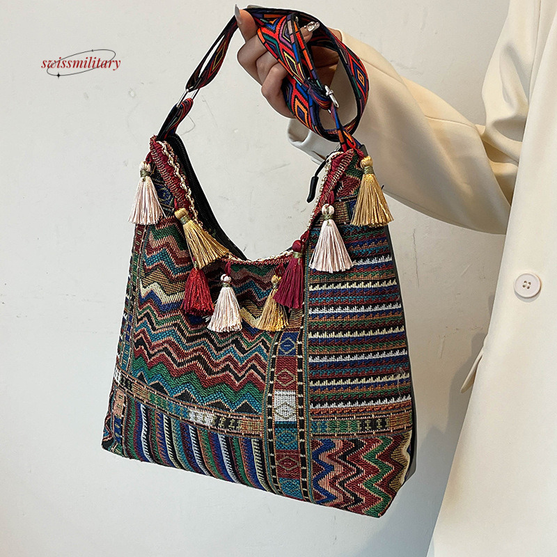 Large capacity ethnic style handbag 2024 new commuting armpit women Instagram versatile single shoulder crossbody bag for going out #16 swissmilitary