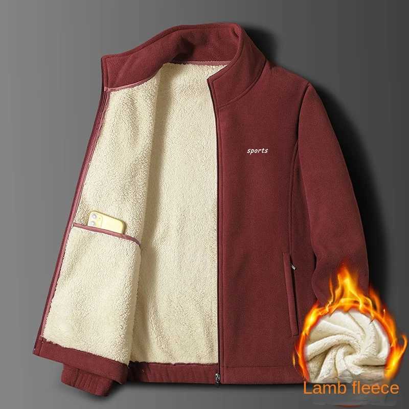 Lamb Wool Coat Mens Autumn and Winter Thickened Warm Anti-cold Outdoor Adventure Padded Jacket Mens Cotton-padded ClothesXJ241017