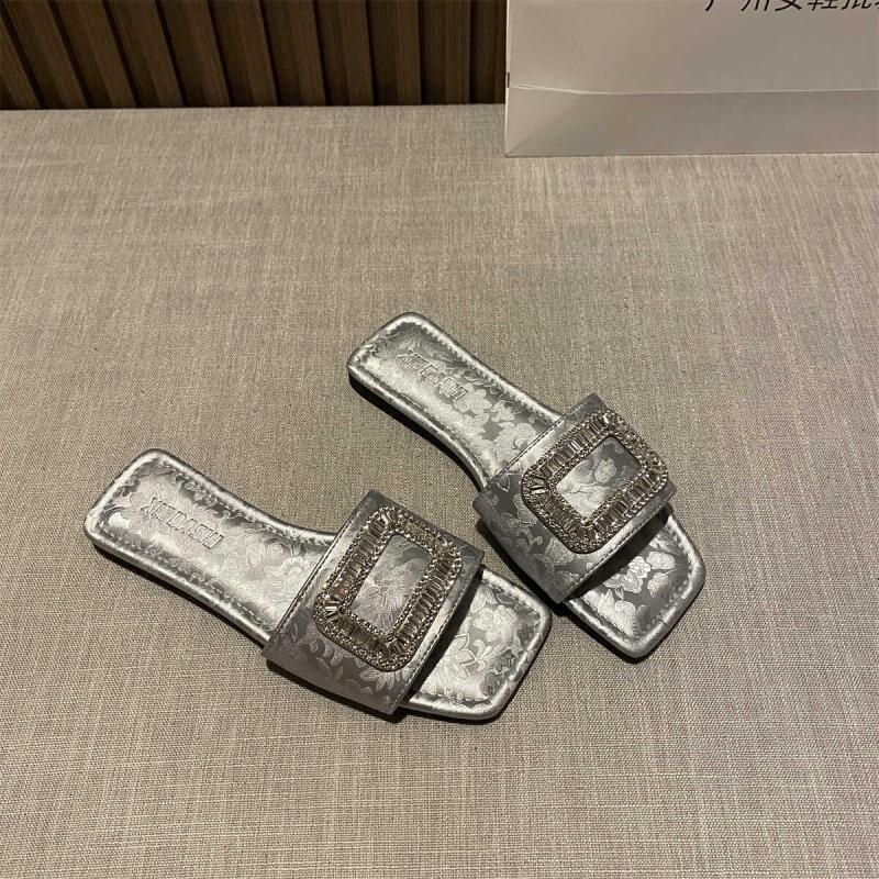 Women Wearing Slippers For Summer Outings In New Chinese Style Square Open Toe Flat Bottomed Versatile Women S Sandals Ddmythur
