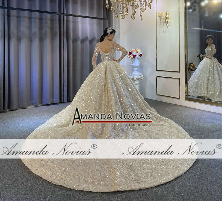 New hot sale wedding amanda novias original design full beading bridal dress