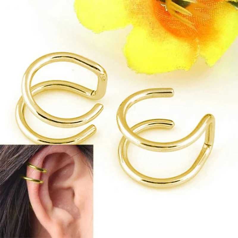 2 pieces of stainless steel clip earrings 2 rows of fake cardboard boxes ear nose lip cuff clip earrings gift aretes de mujer W241017