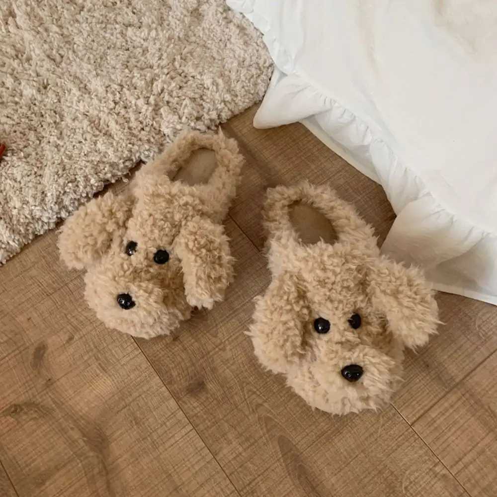 Silent and soft toy poodle slider cute animal winter dog plush slider warm and fluffy puppy slider girlCL241017