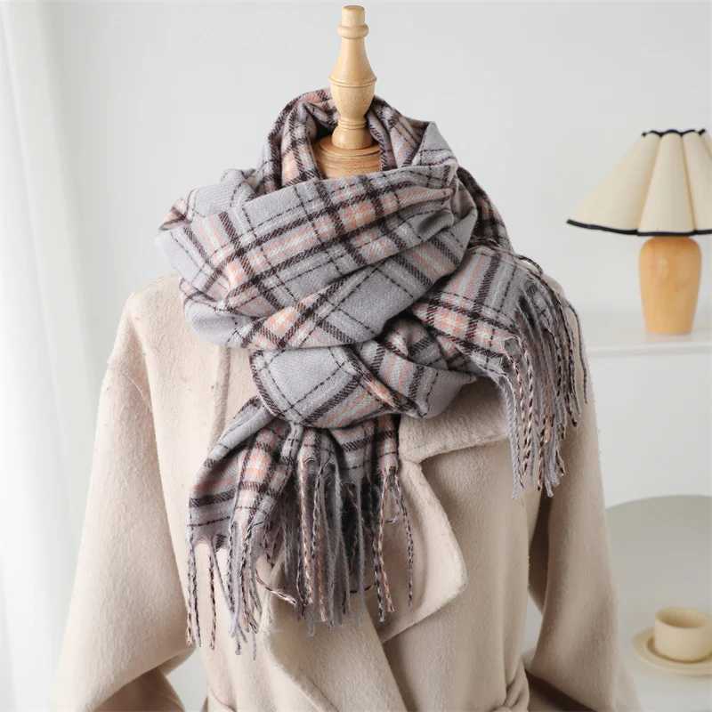 2024 fashion winter thick Pashmina warm shawl bag plain weave tassel blanket cashmere like scarf collar chief raincoat Thors X241017