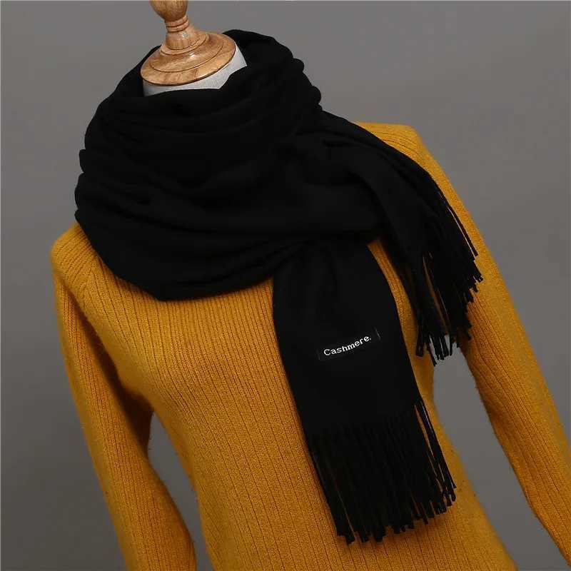 Solid color cashmere mens scarf winter Pashmina warm collar navy blue black gray mens business scarf M Bufandas shawl X241017
