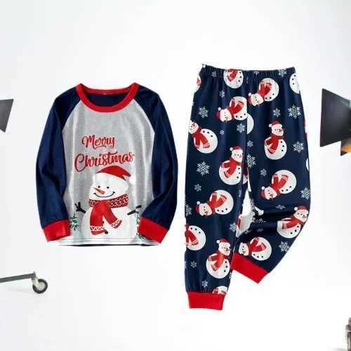 2015 Christmas Family Matching Pajamas Adult and Children Baby Clothing Snowman Printed Top and Pants Set Christmas Pajamas W241015