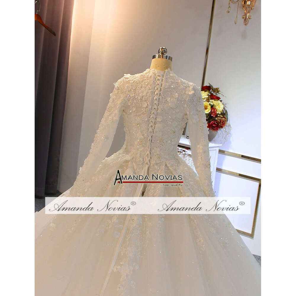Downs Muslim Wedding With wers Full Lace Bridal Dress