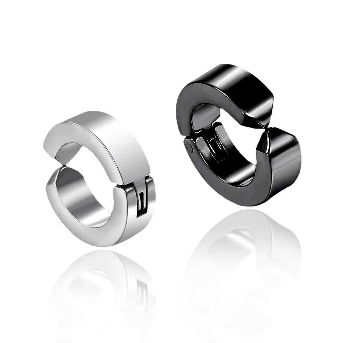 Stainless steel fashionable earring clip non perforated fake earrings suitable for men women round earrings punk rock style jewelry gifts W241017