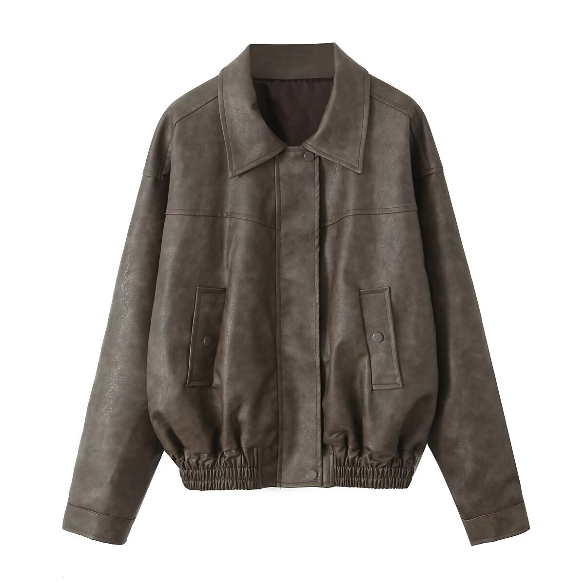 Women's Coat Faux Leather Outwear Streetwear Elegant 2024 Inszartrafaf Long Sleeve With Button Jaqueta Femme Y2k Jackets