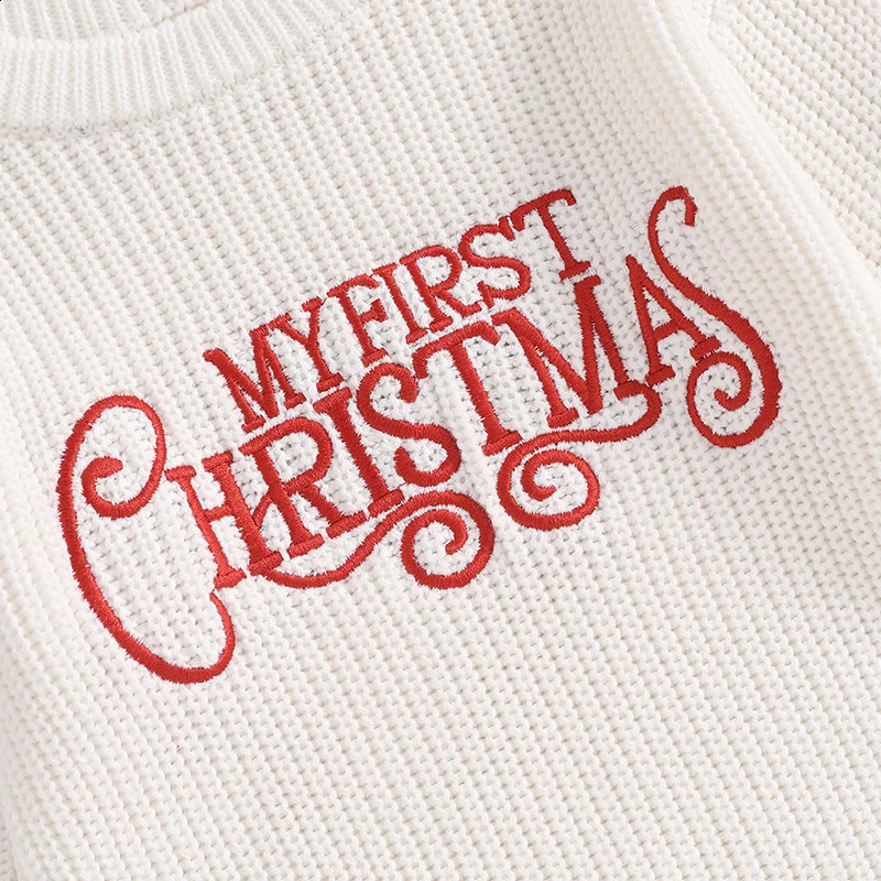 MISOWMNJOY Christmas Baby Knitted Romper Winter Warm born Sweater Bodysuits Letter Embroidery Long Sleeve Girls Boys Knitwear 241017