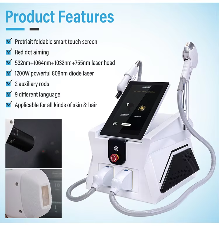 Painless 808 hair removal ice system 2 in 1 ND YAG laser tattoo removal portable hair removal diode laser machine