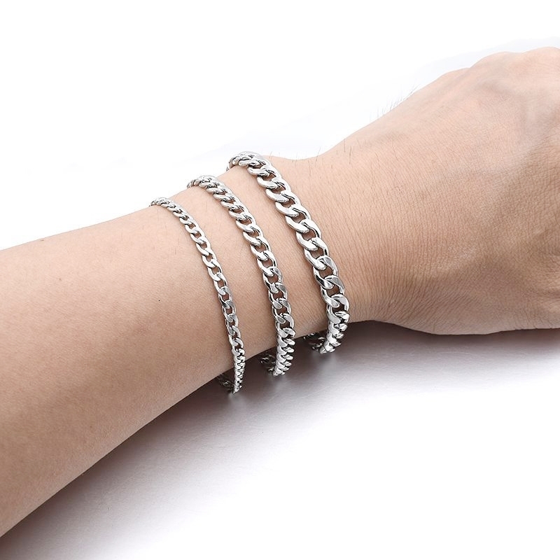 Fashion Stainless Steel Men Curb Cuban Chain Bracelet Women On Hand For Couple Unisex Wrist Jewelry Gift 241016