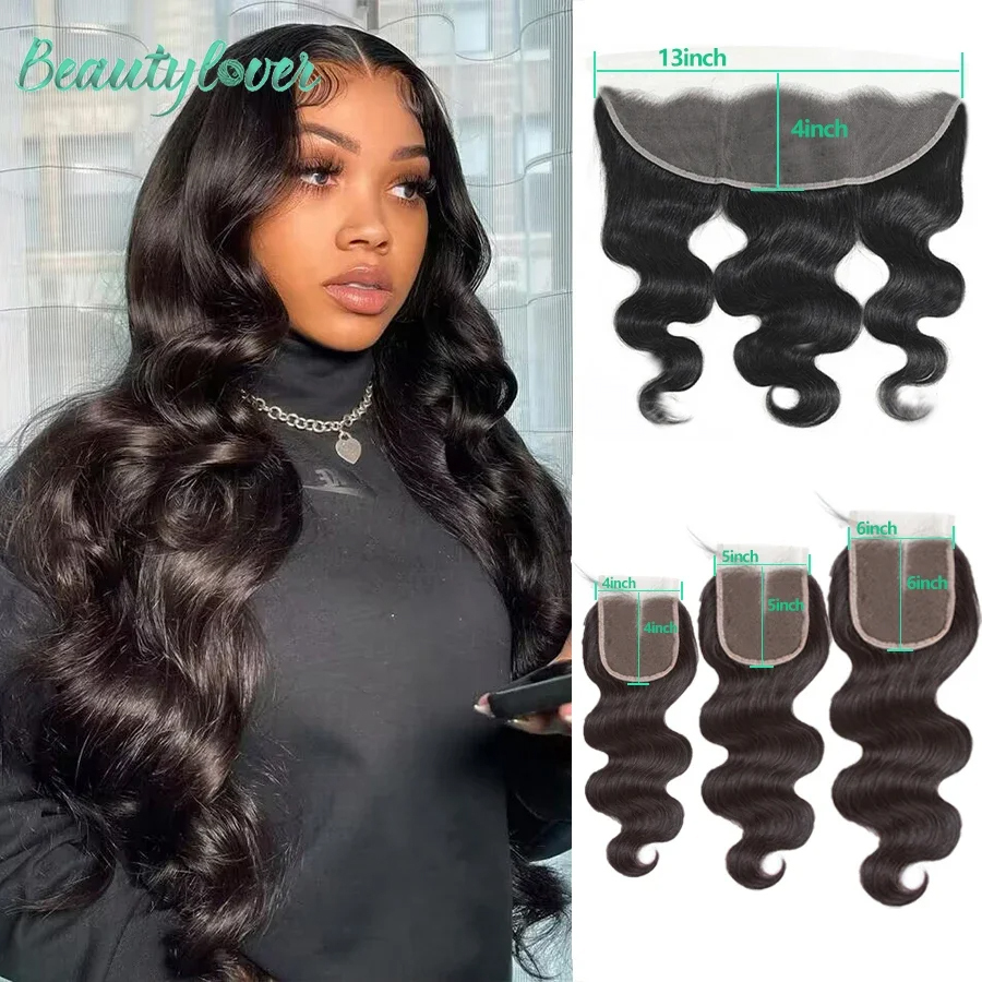 13X4 13X6 Only 4X4 5X5 6X6 To Ear Body Wave Lace Frontal Closure 10A Remy Human Hair