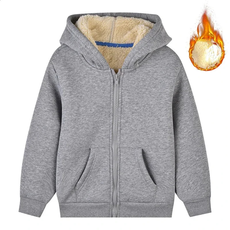Unisex Winter Fleece Hoodies for Boys Sweatshirt Casual Thicken Warm Kids Zipper Coat Tops 8 9 10 12 Years Girls Clothes Cotumes 241017