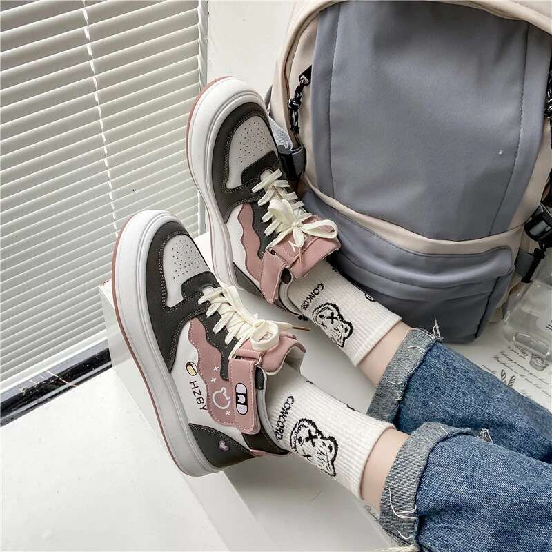 Girly Sneakers: Autumn Winter High Top Panda Shoes for Teenage Girls, Cute Women's hot Kawaii Trend Ladies Sports Sneakers